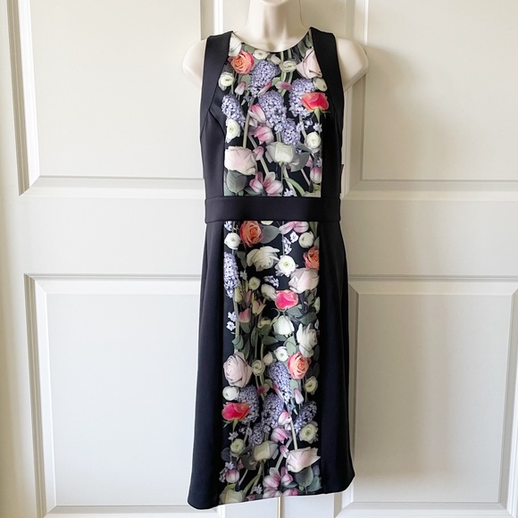 Ted Baker London Akva Kensington Floral Black Body-Con Dress Size 10 - Picture 2 of 16